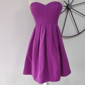 Rebecca Taylor fuschia tiger stripe strapless a line cocktail dress 2